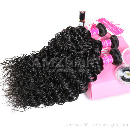 Water Wave Double Weave Raw Brazilian Human Hair Vendors Cheap Wholesale Price Cuticle Aligned Remy Human Hair Extension Bundle